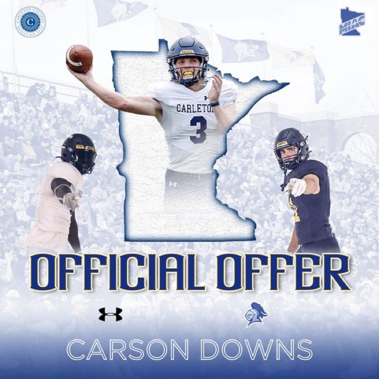 After a great conversation with <a href="/CoachJournell/">Tom Journell</a> I am blessed to say I have received support through admissions to play football at Carleton!