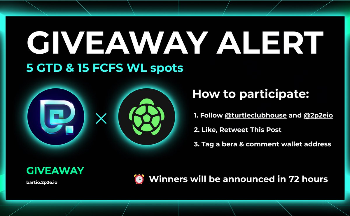 2p2e (@2p2eio) on Twitter photo Welcome <a href="/turtleclubhouse/">Turtle.Club (🐢,💚)</a>  to Berachain! 🐢🐻
Turtle.club is a distribution protocol revolutionising Web3 liquidity flow across L1s, L2s, and DeFi, enhancing transparency and efficiency.
We're excited to announce our partnership with a Turtle Berachain Badge Welcome <a href="/turtleclubhouse/">Turtle.Club (🐢,💚)</a>  to Berachain! 🐢🐻
Turtle.club is a distribution protocol revolutionising Web3 liquidity flow across L1s, L2s, and DeFi, enhancing transparency and efficiency.
We're excited to announce our partnership with a Turtle Berachain Badge