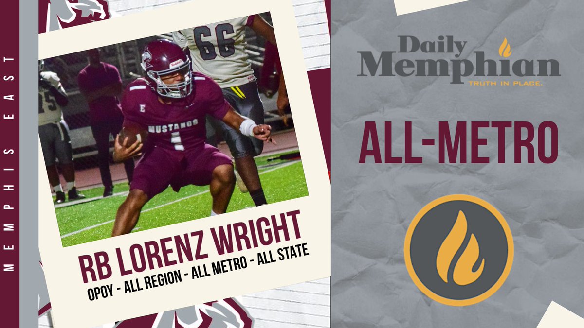 4 Mustangs <a href="/EastMustangsFB/">Mustangs FB</a> have been named to the <a href="/DailyMemphian/">The Daily Memphian</a> All-Metro Team. 

Sr. C <a href="/JaydenTravis65/">Jayden Travis</a> 
Sr. RT <a href="/AdenBonner613/">Aden</a> 
Sr. DB <a href="/TerrellEvansjr/">Terrell Evans Jr</a> 
Jr. RB <a href="/LorenzWright5/">Lorenz Wright</a>