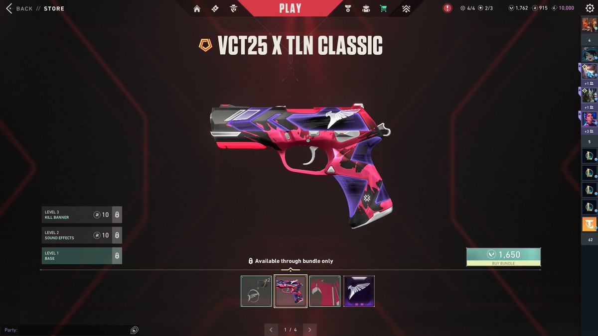 The VCT 2025 capsules are out. Price is 2320VP.
If you purchased the capsule for a team in 2024, the price is lower for said team. 1650VP in those cases. As you can see from the TLN capsule since I had purchased it last year.