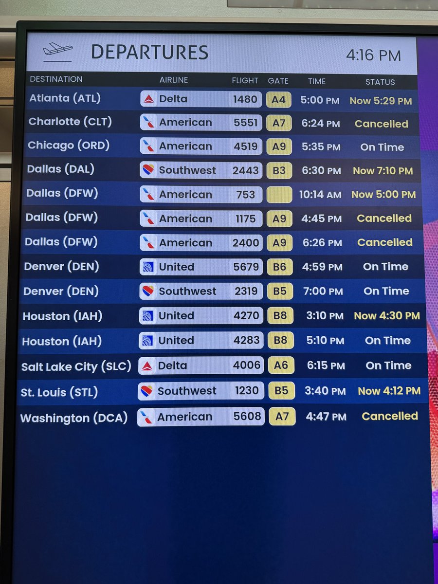 Departure board right now @tulsaairports . #okwx