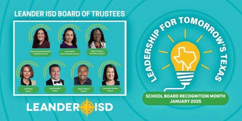 Thank you <a href="/LeanderISD/">Leander ISD</a> Board of Trustees! We appreciate ALL you do!