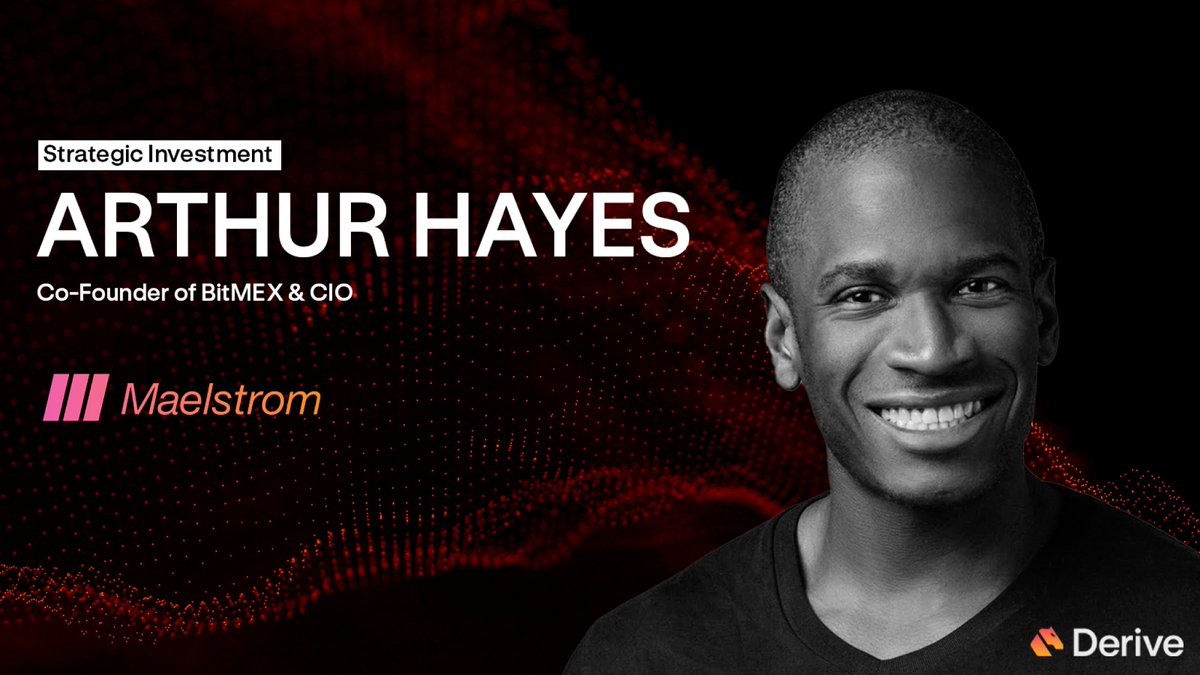 DeriveXYZ's tweet image. Giddy up, @CryptoHayes 🐎

@MaelstromFund have made a strategic investment into Derive. 

Arthur Hayes pioneered crypto derivatives with BitMEX, played a significant role advising our friends at @ethena_labs, and is now doing the same at Derive.