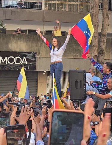 Venezuelan democracy activist Maria Corina Machado and President-elect Gonzalez are peacefully expressing the voices and the WILL of the Venezuelan people with hundreds of thousands of people demonstrating against the regime. The great Venezuelan American community in the United