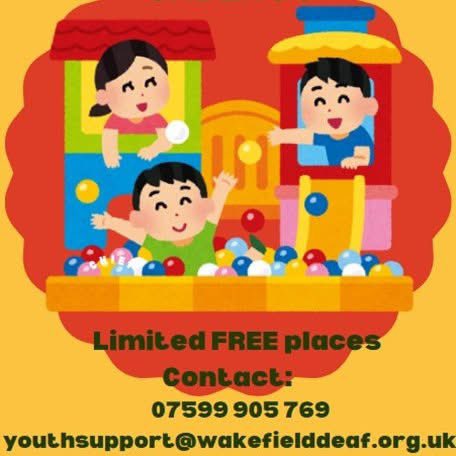 0 to 5 years old?  Come join us to meet other under 5s and their parents/carers

📆   Thursday January 23rd 2025
⏰   1:30pm 
📍   Cheeky Monkeys, Unit 4, 48 Grantley St, Wakefield WF1 4LA

Contact us on:
07599905769
youthsupport@wakefielddeaf.org.uk