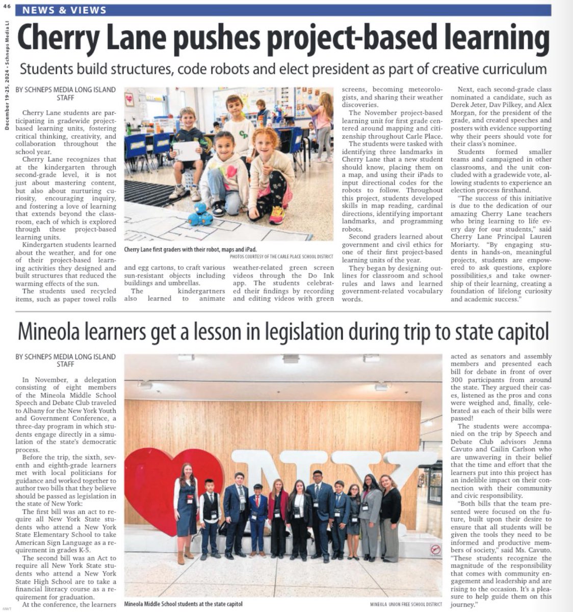 Allabouttheyet's tweet image. 📰 EXTRA, EXTRA, read all about it, @MineolaMS in the news!
⭐️Speech & Debate Club was featured for their participation at the NYS Youth & Government Conference.
⭐️ Student Council was featured for their efforts in the Holiday Toy Drive.
#MineolaProud