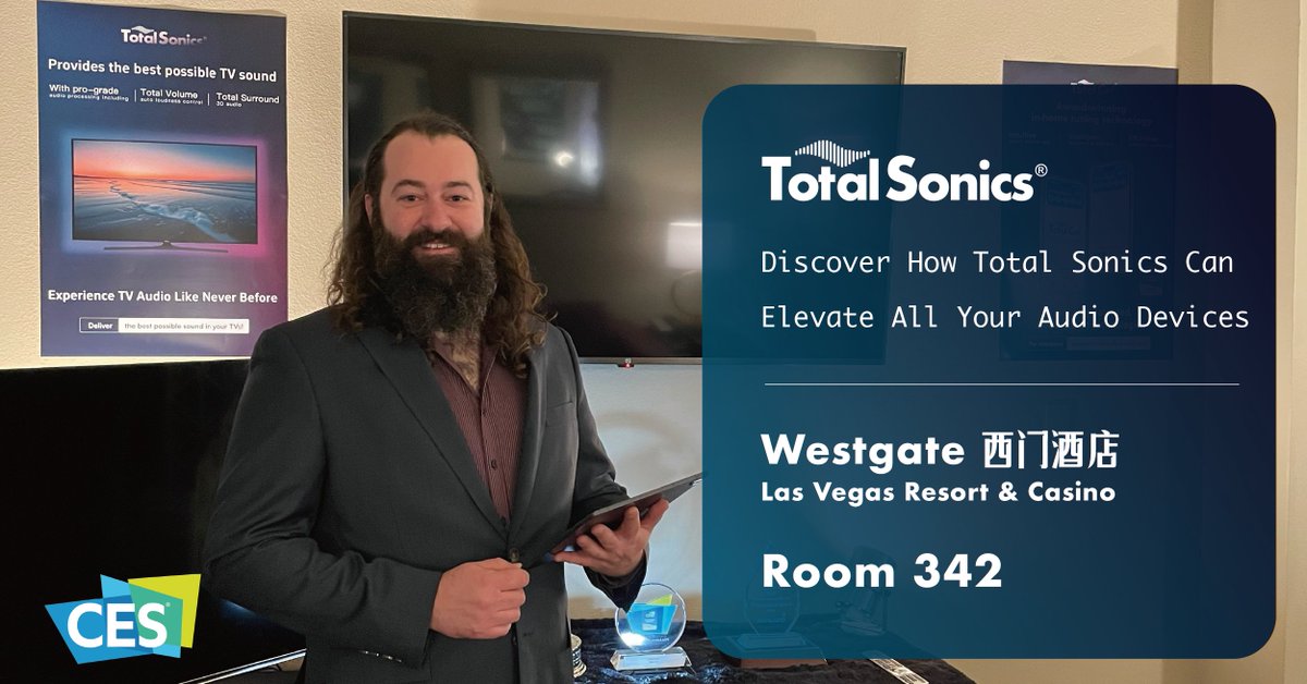 It’s Day 3 at #CES2025, and we’re turning sound into an unforgettable experience!  

At Total Sonics, we don’t just talk about audio innovation—we let you hear it.   

📍 Visit us at Westgate Hotel, Room 342 and discover what’s next in audio.   

#CES2025📷