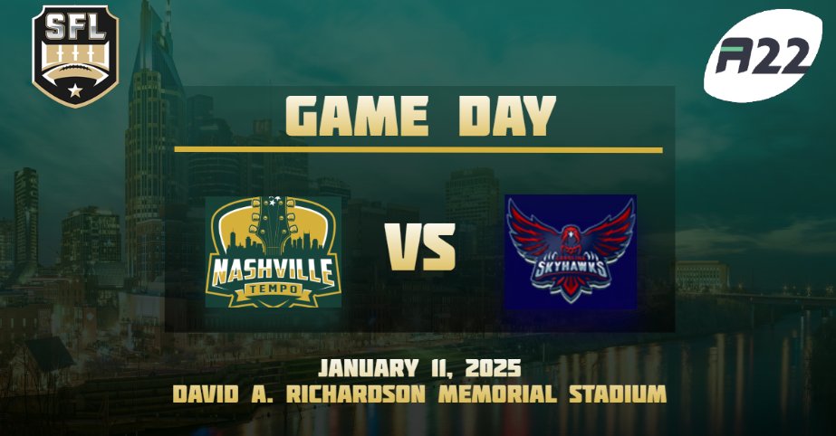 Nashville Tempo (@nashtemposfl) on Twitter photo It's getting closer to gameday! We head to <a href="/CarolinaSkyhaw1/">Carolina Skyhawks</a> to take on a feisty Skyhawk squad as we're both looking for win 1 of the season. Don't miss it 1/11/25 at 7:45 EST on the VFN YouTube channel. <a href="/simulationfl/">Simulation Football League</a> #TempoTime It's getting closer to gameday! We head to <a href="/CarolinaSkyhaw1/">Carolina Skyhawks</a> to take on a feisty Skyhawk squad as we're both looking for win 1 of the season. Don't miss it 1/11/25 at 7:45 EST on the VFN YouTube channel. <a href="/simulationfl/">Simulation Football League</a> #TempoTime