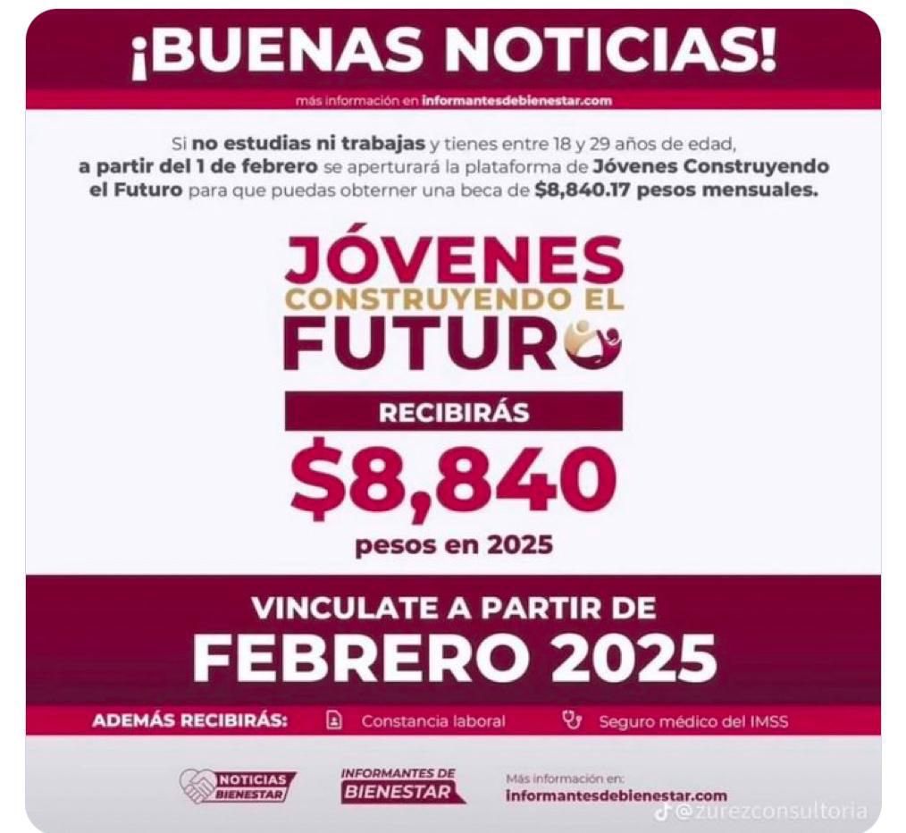 Esta beca debe ser para jóvenes de 18 a 23 años y NO para hu3v0n3s de 27,28 y29. Y no es justo que la pensión de adultos mayores sea apenas de 6,200 , estos adultos mayores la necesitan más ! Debería ser al revés !