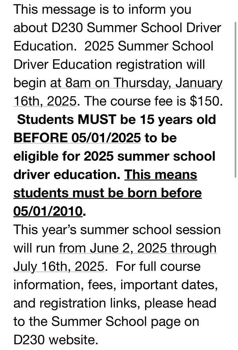 SandburgPE's tweet photo. 🚨 SUMMER DRIVER ED REMINDER🚨 

@SandburgHS 
@Sandburg_fanz 
@SandburgAquila 

#DriveWithUs 🟡🔵🦅🚗 ☀️ 📚 https://t.co/3N8jEMqtje