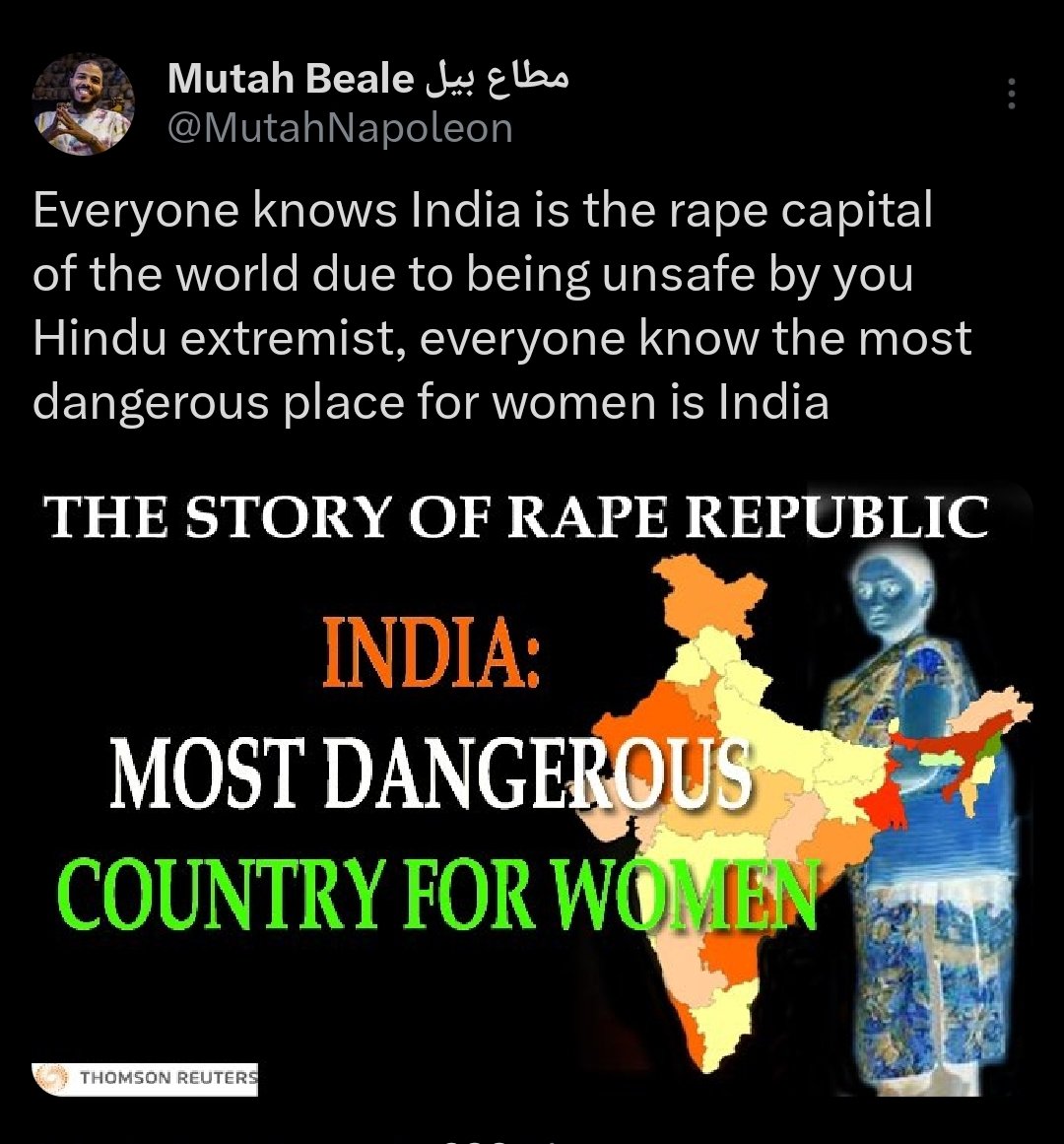 abdullah_ab81's tweet photo. @RituRathaur @RedPillMediaX Reuters: In 2018, on average one woman reported a rape every 15 minutes across the country, according to a government report. https://t.co/tRanfZ5l6b