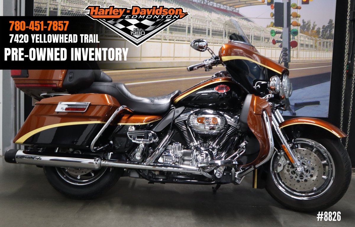 EdmontonHarley's tweet photo. BUY NOW &amp; GET FREE WINTER STORAGE UNTIL MARCH 31, 2025
 
*** 2008 Harley-Davidson® FLHTCUSE3– CVO Ultra Classic 105th Anniversary *** 
 
13,662 kms 
$19,900 +tax/fees 
 
Includes:
 
• Windshield Storage Bag
• Crystal Copper and Black Onyx

https://t.co/KyLP0AiTB8 https://t.co/ZuPxH8PKMW