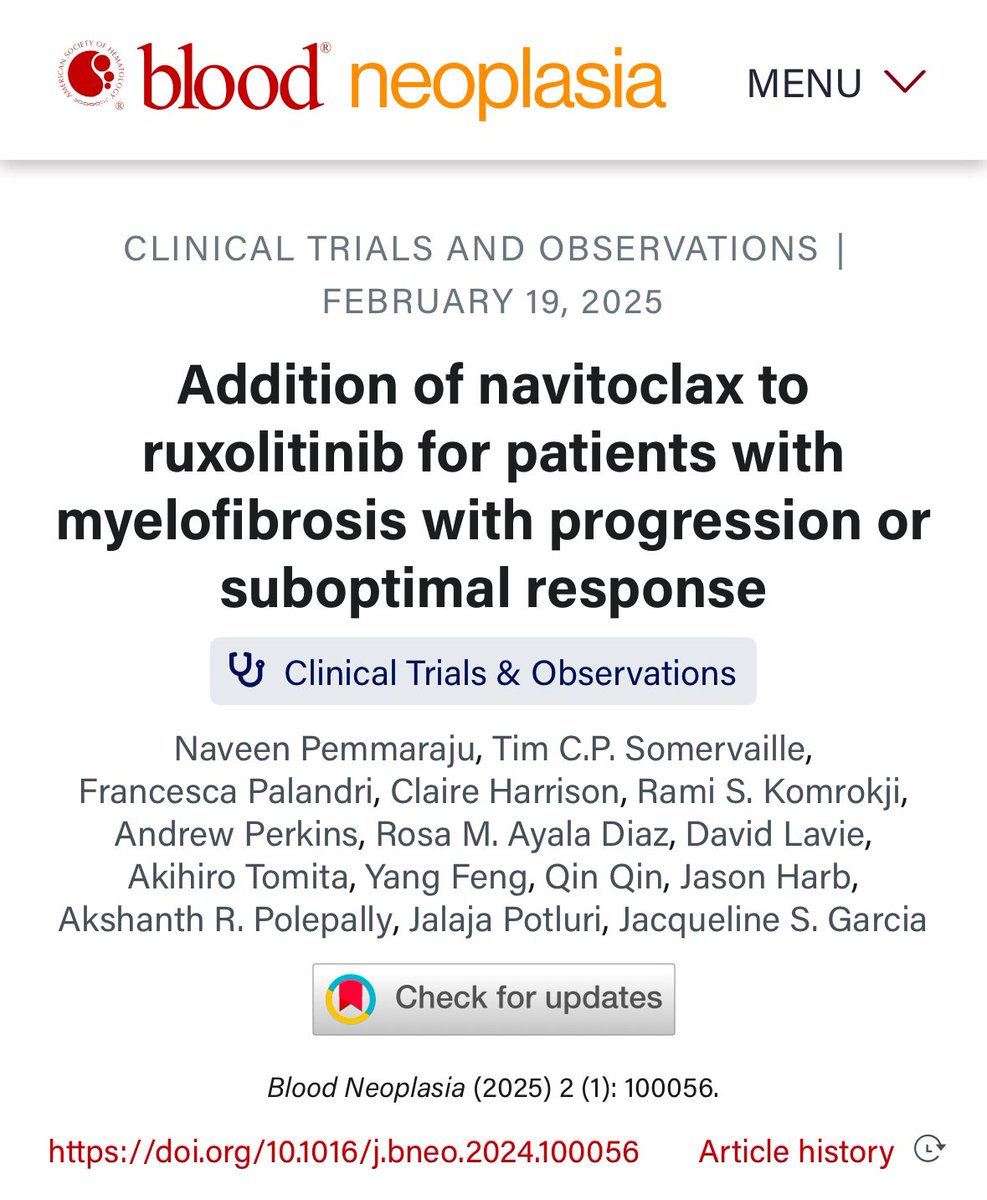 Naveen Pemmaraju, MD (@doctorpemm) on Twitter photo 👉👉👉New online Paper alert now avail from our MPN group🚨 longer-term results& #DiseaseModification w/focus addition of #Navitoclax #BCLxL inhibition in patients with #Myelofibrosis
|| #MPNSM <a href="/MDAndersonNews/">MD Anderson Cancer Center</a> #endcancer | ashpublications.org/bloodneoplasia… <a href="/harrisoncn1/">Claire Harrison</a> <a href="/Bloodneoplasia/">Blood Neoplasia</a> 👉👉👉New online Paper alert now avail from our MPN group🚨 longer-term results& #DiseaseModification w/focus addition of #Navitoclax #BCLxL inhibition in patients with #Myelofibrosis
|| #MPNSM <a href="/MDAndersonNews/">MD Anderson Cancer Center</a> #endcancer | ashpublications.org/bloodneoplasia… <a href="/harrisoncn1/">Claire Harrison</a> <a href="/Bloodneoplasia/">Blood Neoplasia</a>