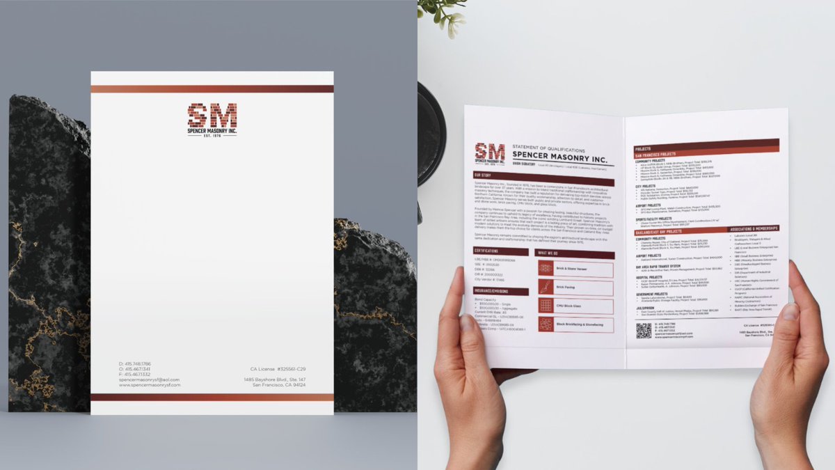 BonnerComm's tweet image. Thrilled to unveil the new brand identity for Spencer Masonry Inc! From a bold logo to business cards, we've captured 40+ years of craftsmanship in a timeless look. Northern California's go-to for quality masonry, SM specializes in brickwork, stonework &amp;amp; more.

#BuiltByBCOMM