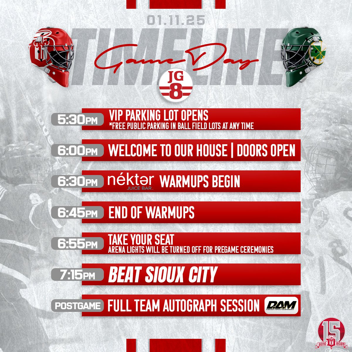 The Fighting Saints encourage fans attending tomorrow's game to take note of the Gameday Timeline before arriving at ImOn Arena. Please make plans to arrive early and be in your seats so all fans may experience the pregame ceremonies. #Fighting15 #HalosHigh #JG8Forever