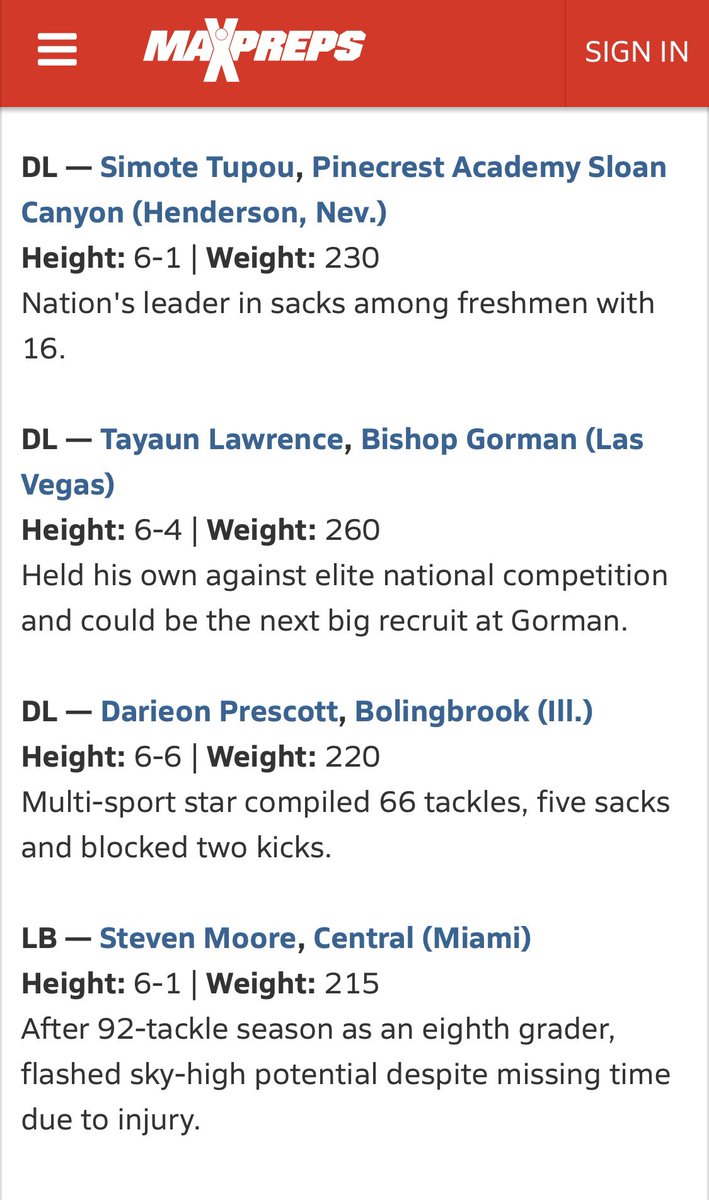 Nathaniel Oishi (@coachnateoishi) on Twitter photo Congrats to Sloan Canyon Freshmen <a href="/SimoteTupou/">Simote Nuku’atea Tupou🇹🇴</a> for making 2nd Team All-American! Harvest the grain and God will bring the rain. Proud of you! Film don’t lie! 6’1 240, 16 sacks as a 14 year old! <a href="/CoachLogo/">Ricky Logo</a> <a href="/CoachCBhawaii/">Chris Brown</a> <a href="/coach_lafaele/">Coach Mike Lafaele</a> <a href="/GregBiggins/">Greg Biggins</a> <a href="/BrandonHuffman/">Brandon Huffman</a> <a href="/ZReyes_PRZ/">Zack Reyes</a> Congrats to Sloan Canyon Freshmen <a href="/SimoteTupou/">Simote Nuku’atea Tupou🇹🇴</a> for making 2nd Team All-American! Harvest the grain and God will bring the rain. Proud of you! Film don’t lie! 6’1 240, 16 sacks as a 14 year old! <a href="/CoachLogo/">Ricky Logo</a> <a href="/CoachCBhawaii/">Chris Brown</a> <a href="/coach_lafaele/">Coach Mike Lafaele</a> <a href="/GregBiggins/">Greg Biggins</a> <a href="/BrandonHuffman/">Brandon Huffman</a> <a href="/ZReyes_PRZ/">Zack Reyes</a>