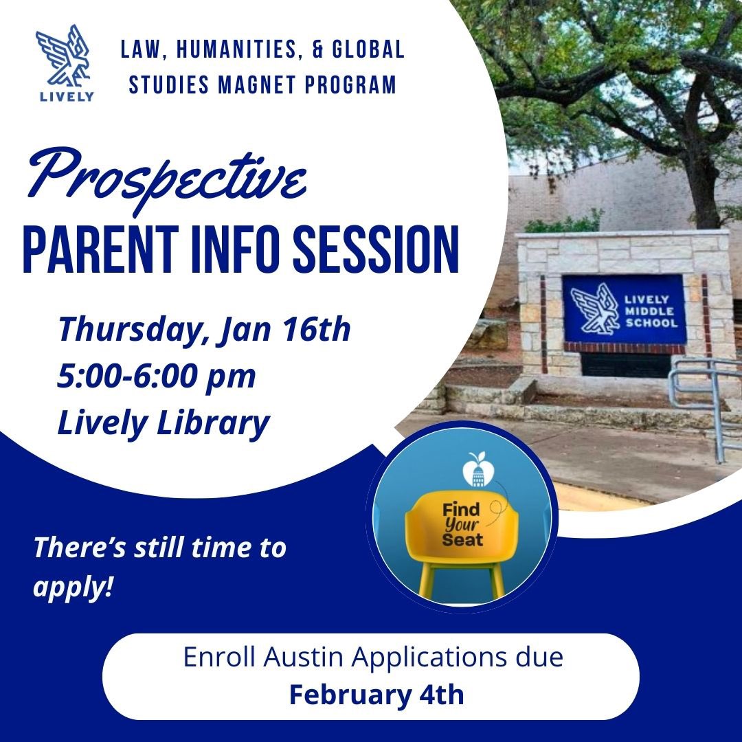 Join us next Thursday, Jan 16th, for a prospective parent information session. This is our last event before the application window closes- ask questions, see the campus, and hear from current magnet students! All Magnet and DL applications are due February 4th.
