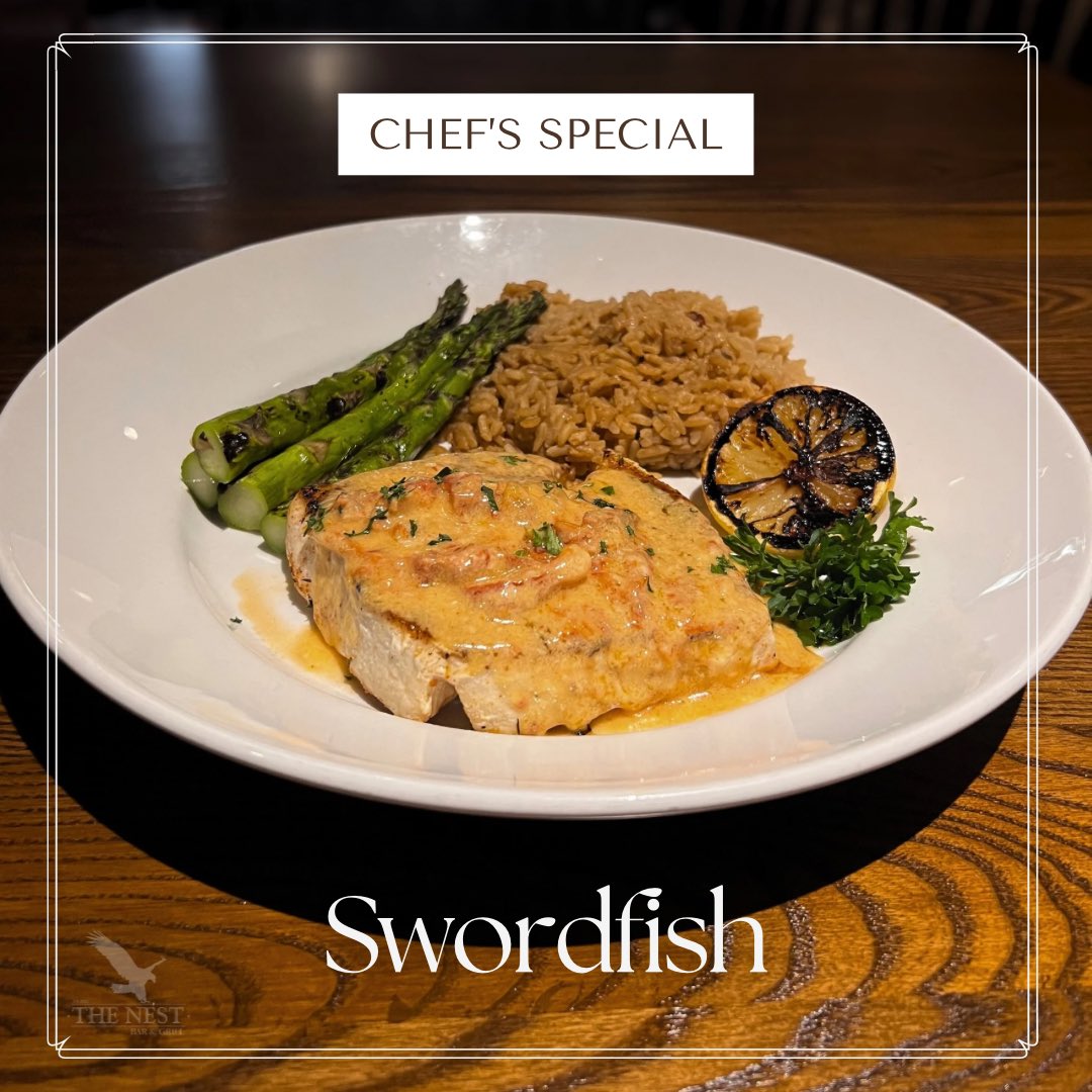 Bolingbrook GolfClub (@bolingbrookgc) on Twitter photo Tomorrow night, January 10th, come to The Nest for our Chef Special — an 8oz Cajun Blackened Swordfish topped with a sundried tomato beurre blanc, served with dirty rice and grilled asparagus. 
See you there!
#TheNestatBGC Tomorrow night, January 10th, come to The Nest for our Chef Special — an 8oz Cajun Blackened Swordfish topped with a sundried tomato beurre blanc, served with dirty rice and grilled asparagus. 
See you there!
#TheNestatBGC