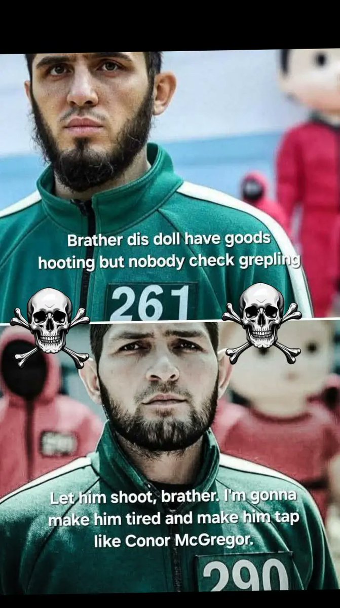 Octagongorilla's tweet photo. Khabib and Islam in Squid Game 💀

#khabib #UFC311 #islammakhachev #ufc #SquidGame2 #mma https://t.co/lKzfmYx1tV