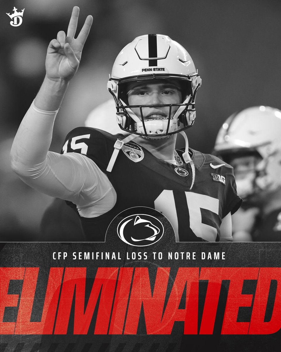 DKSports's tweet photo. Penn State has been ELIMINATED from the College Football Playoff ❌ https://t.co/53Xw9iFZ1p