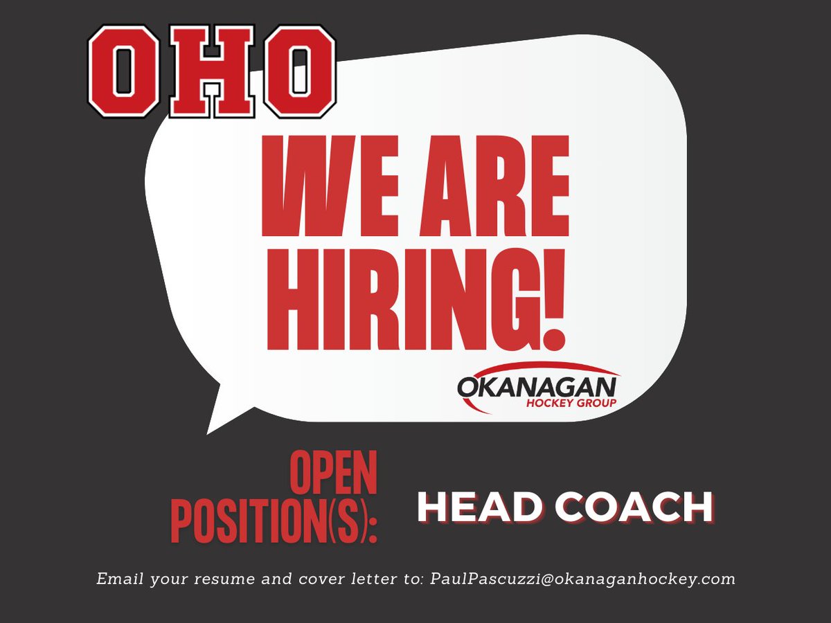 Okanagan Hockey Group (@okanaganhockey) on Twitter photo 🚨 Okanagan Hockey Ontario (OHO) is seeking a full-time Head Coach to join their team in Whitby, Ontario!🏒🔥 <a href="/OHGOntario/">Okanagan Hockey Ontario</a>
Closing Date: February 7, 2025
Click the link below to view the complete job descriptions and to apply!
okanaganhockey.com/about/careers/ 🚨 Okanagan Hockey Ontario (OHO) is seeking a full-time Head Coach to join their team in Whitby, Ontario!🏒🔥 <a href="/OHGOntario/">Okanagan Hockey Ontario</a>
Closing Date: February 7, 2025
Click the link below to view the complete job descriptions and to apply!
okanaganhockey.com/about/careers/
