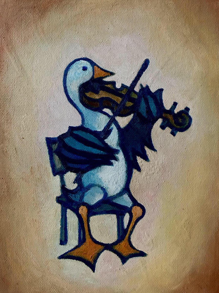 #geoffphillipsart #oil #saskatchewanartist #artworkoftheday #artwork #oilpaintingartist #smallart #Art #goose #violin