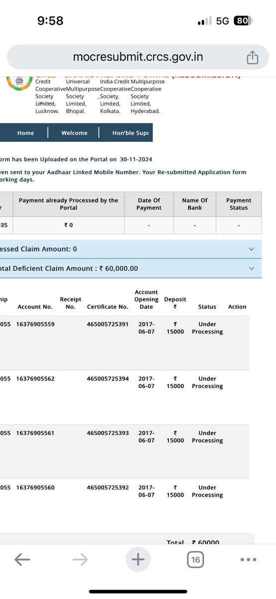 GOVIND KUMAR (@gk281990) on Twitter photo <a href="/MinOfCooperatn/">Ministry of Cooperation, Government of India</a> <a href="/saharaindia/">SAHARA INDIA</a> Respected Madam/Sir, Sahara claim is under processing status from last one month but it is still not processed. Claim Application number is 23073100792653 amounting to Rs 60000. Details attached. Kindly look into. Not getting any support/info <a href="/MinOfCooperatn/">Ministry of Cooperation, Government of India</a> <a href="/saharaindia/">SAHARA INDIA</a> Respected Madam/Sir, Sahara claim is under processing status from last one month but it is still not processed. Claim Application number is 23073100792653 amounting to Rs 60000. Details attached. Kindly look into. Not getting any support/info