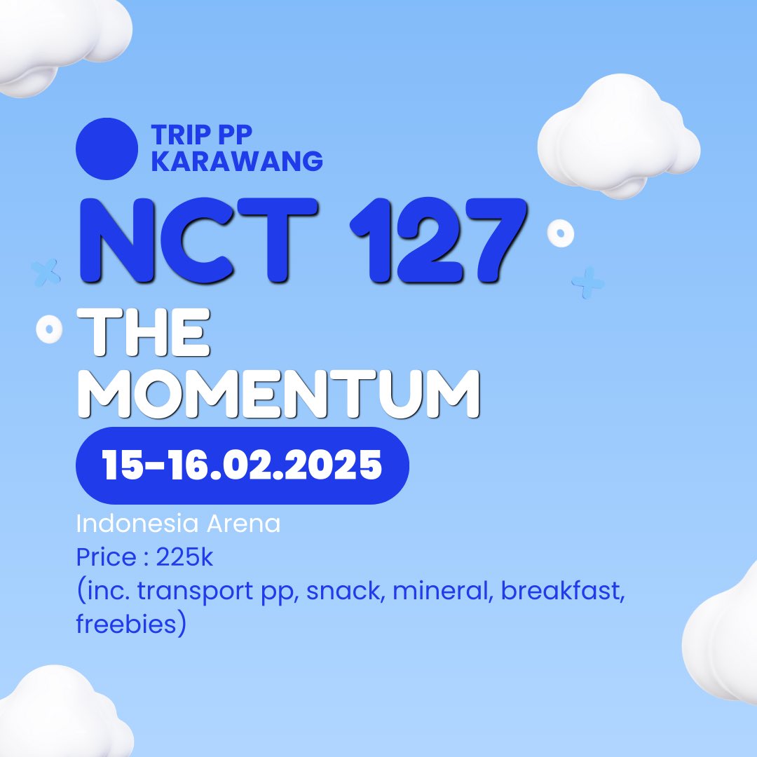 haneulevent's tweet photo. TRIP PP KARAWANG
NCT 127 4TH TOUR
NEO CITY : JAKARTA 
THE MOMENTUM

Karawang - Indonesia Arena - Karawang

Meeting Point :
Cikampek - Dawuan - Klari - Johar - Tuparev - Tol Karawang Barat

[ https://t.co/jFU1sGnE1e ]

More info :
@haneulevent on instagram https://t.co/WadE5iKmIe