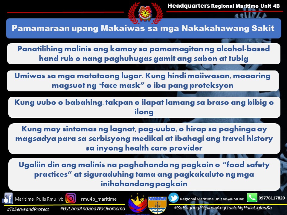 RMU4B's tweet photo. Pamamaraan upang Makaiwas sa mga Nakakahawang Sakit

#BagongPilipinas
#ToServeAndProtect
#SaBagongPilipinasGustoNgPulisLigtasKa
#ByLandAndSeaWeOvercome https://t.co/xpte52HP31