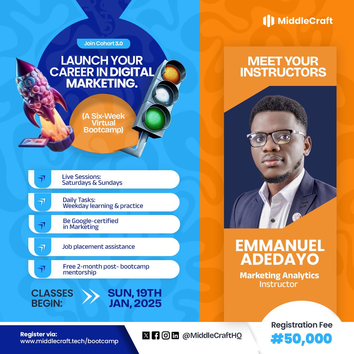 MiddleCraftHQ's tweet photo. We’re excited to reintroduce for the third consecutive time, Emmanuel Adedayo, our Marketing Analytics Instructor for this cohort. Emmanuel brings a wealth of experience and expertise to help you master the data-driven side of digital marketing.  

1/ https://t.co/AUSUXHE9OM
