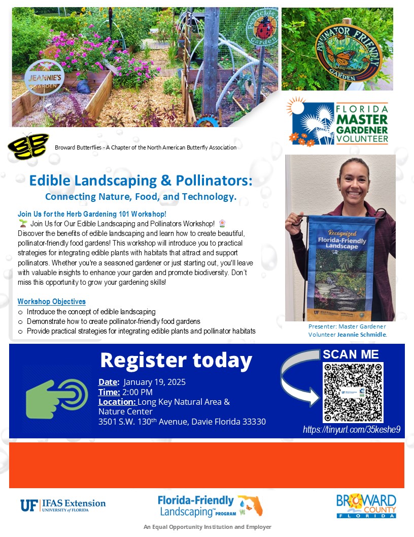 🌼 Join us Jan 19th: Edible Landscaping &amp; Pollinators.
Learn how to create beautiful, pollinator-friendly food gardens.
Discover practical strategies for integrating edible plants and supporting pollinators. It's FREE | 
Register: tinyurl.com/35keshe9