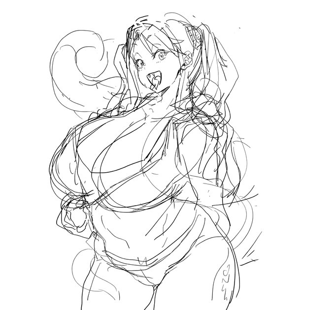 巳年ギャン子のラフ1→ラフ2→下書き。最初はスポーティーな格好にして、上着を脱いで脱皮を表現しようかなぁと思ったけど、うまくいかずに諦めて辰年と同じチャイナ服路線に。 