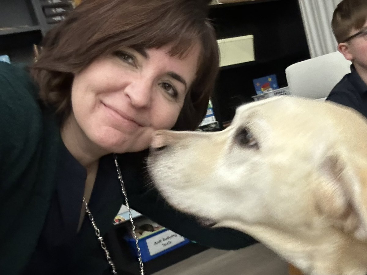 How lucky am I to work with Mosca at both of my schools! Always bringing unconditional love &amp; support wherever he goes. A Big thx to Michelle &amp; <a href="/SJAOntario/">St.John Ambulance ON</a> for their time &amp; commitment to this amazing program! Every school should have a therapy dog! 🐾 <a href="/ADayatStRaphs/">St. Raphael School</a> <a href="/StPatrickB/">St. PatsBurlington</a>