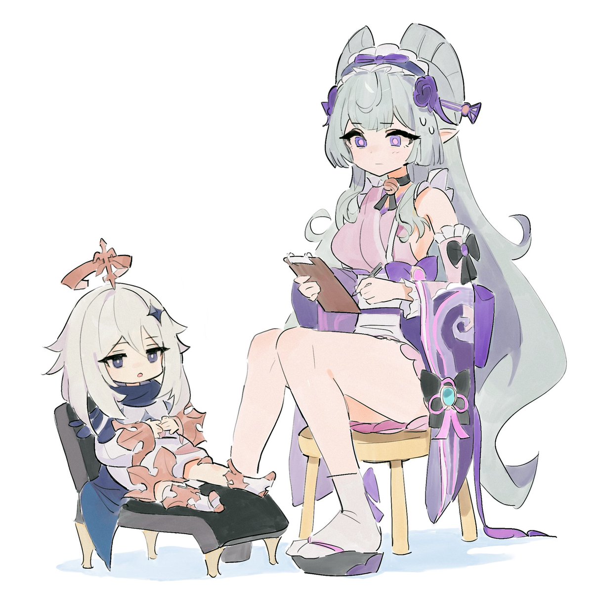 juffledoodles's tweet image. therapy session #原神 #genshinimpact #mizuki #paimon