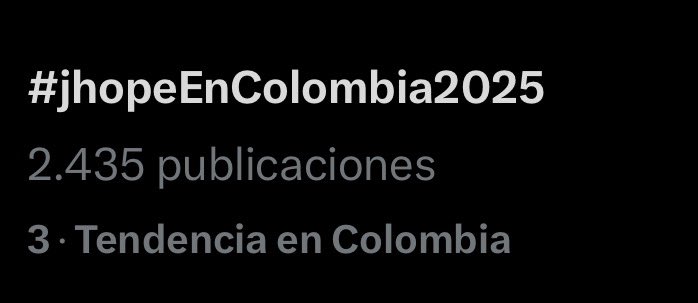 ARMYBogotaCol's tweet photo. Somos Tendencia # 3 con #jhopeEnColombia2025 

Vamos que podemos llegar al primer lugar 💪

Cuéntanos ¿Por qué quieres ver a Hobi en Colombia?

No olvides colocar el # y las etiquetas en tus respuestas. 

@OcesaColombia @paramo_presenta @LiveNation @hybe_latam @moveconcertsco @Flora__Music