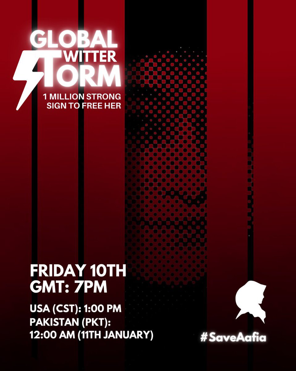 FriendsofAafia's tweet photo. Global Twitter Storm https://t.co/iRM7qR0Dx4