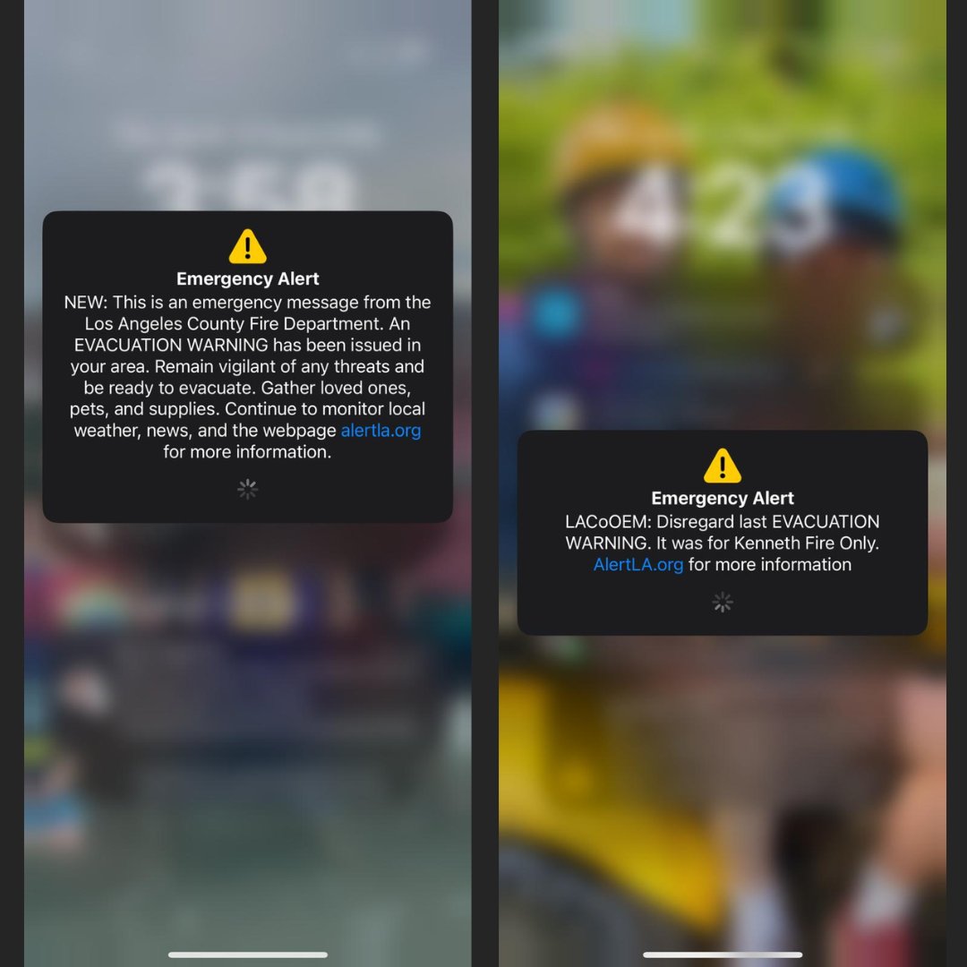 Ya know how stupid you feel when you accidentally send an email to all your subscribers and then realize there was a mistake?

Well Los Angeles City just sent an Evacuation order to every phone in LA

WHOOPS!

Then 25 minutes later sent update to disregard the previous message🤦‍♂️