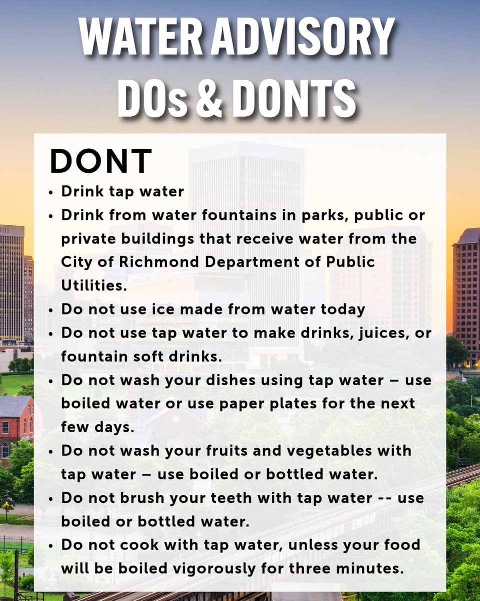 NewviewsConnect's tweet photo. The City of Richmond has restored water pressure to affected areas ahead of winter weather this weekend!

The water boil advisory will remain in effect as they complete safety testing

Continue conserving water as we work to get things back to normal

Check out our page for more! https://t.co/Dm3iXTaBJ4