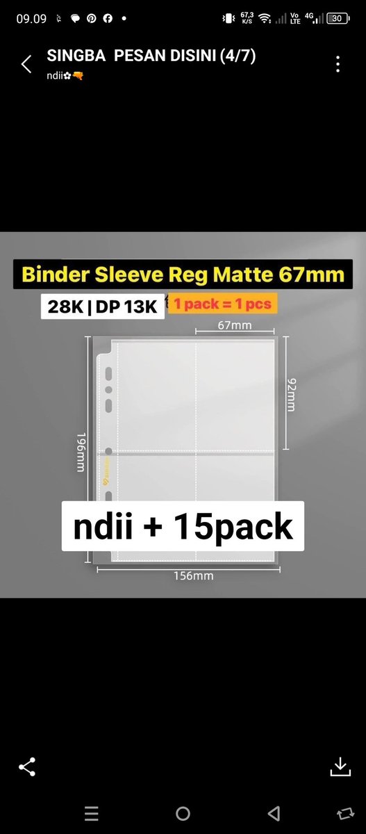 Andisoo_22's tweet photo. Gess ada yang binder sleeve singba matte 14pcs 300k ajahh masih sealed yah!! https://t.co/bmCb5C6r6K