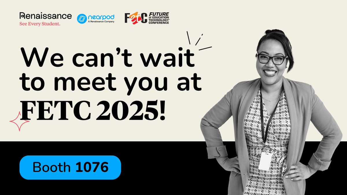 Nearpod (@nearpod) on Twitter photo 📣 Who’s going to #FETC next week?! 👀
Stop by Booth 1076 to hang with <a href="/RenLearnUS/">Renaissance Learning US</a> and Nearpod! We’ve got:
💻 Hands-on demos
🎓 Amazing sessions
🤸♂️ Friendship bracelets
🍹 Piña coladas (on Thursday, Jan. 16th!)
Come say hi to talk about how Renaissance Learning + Nearpod can 📣 Who’s going to #FETC next week?! 👀
Stop by Booth 1076 to hang with <a href="/RenLearnUS/">Renaissance Learning US</a> and Nearpod! We’ve got:
💻 Hands-on demos
🎓 Amazing sessions
🤸♂️ Friendship bracelets
🍹 Piña coladas (on Thursday, Jan. 16th!)
Come say hi to talk about how Renaissance Learning + Nearpod can