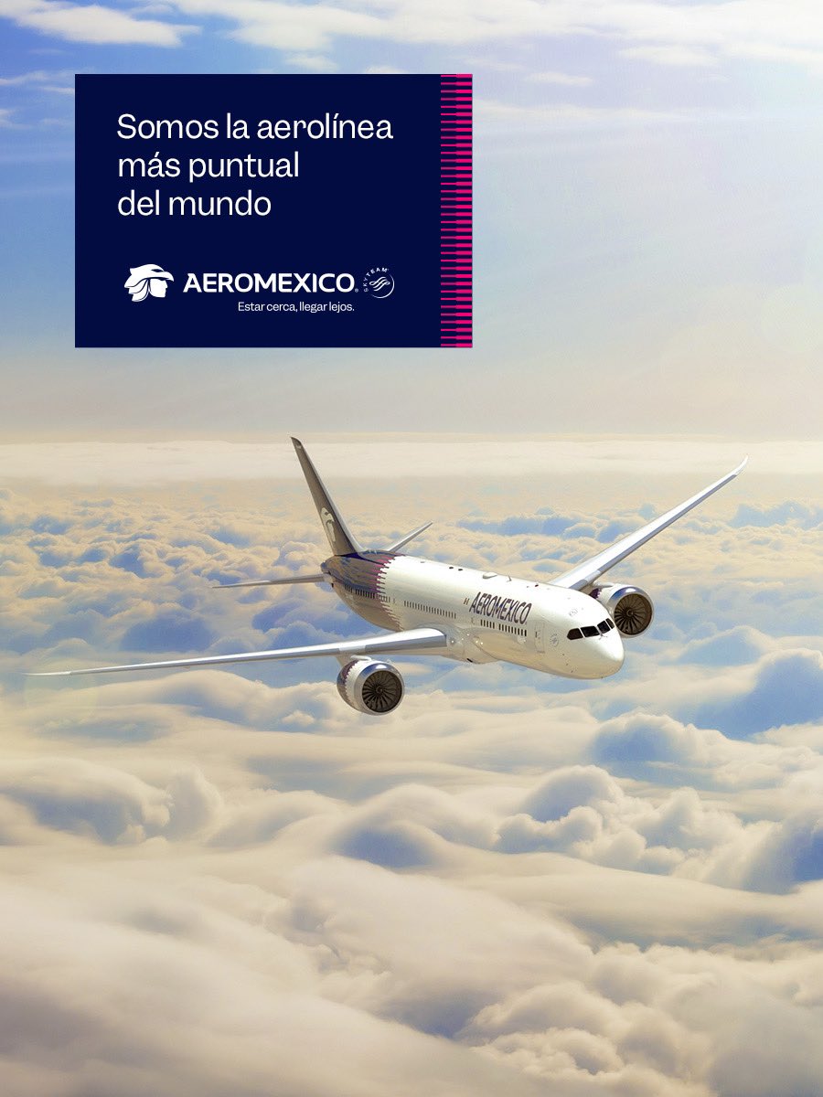 ¡Por primera vez en la historia de aviación, una aerolínea mexicana fue reconocida como la más puntual del mundo! Sigamos llevando el talento mexicano por lo más alto. 🙌