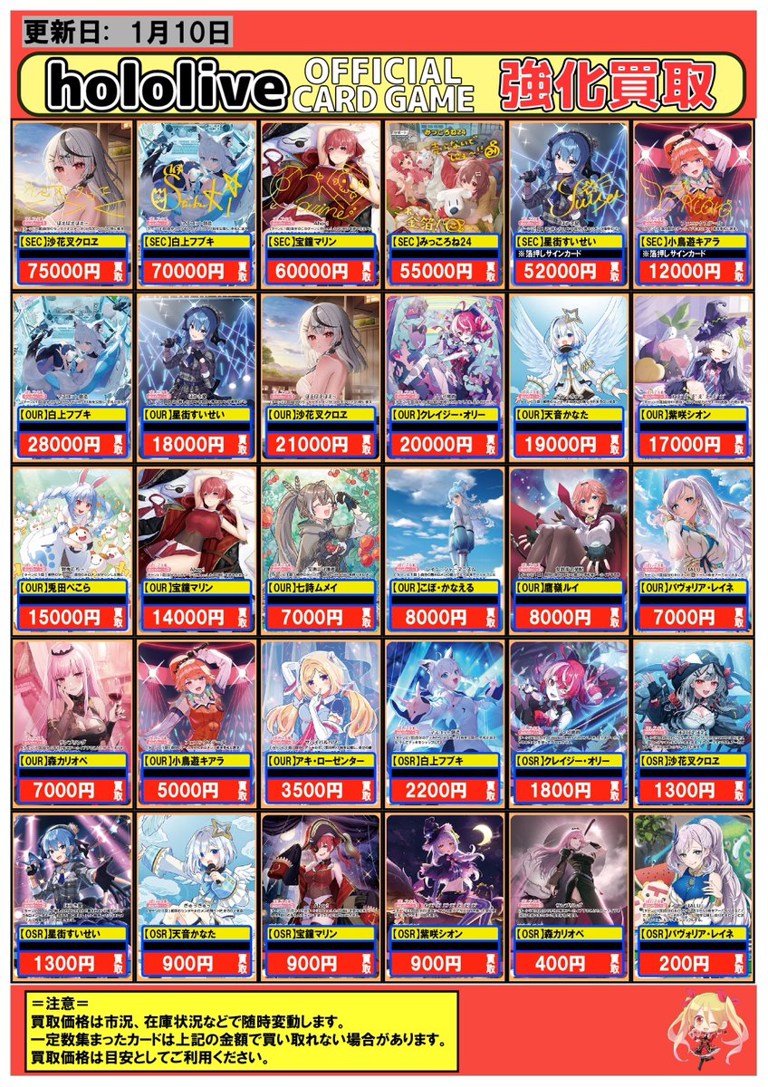 ホロカ 買取情報】 ＃ホロライブ ＃池袋 沙花叉クロヱ SEC75000 白上