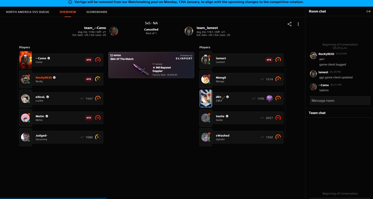 RecKy98's tweet photo. @FACEIT_Darwin yo anyway we can fix this? game update messed up are q https://t.co/eqi18wJgcT