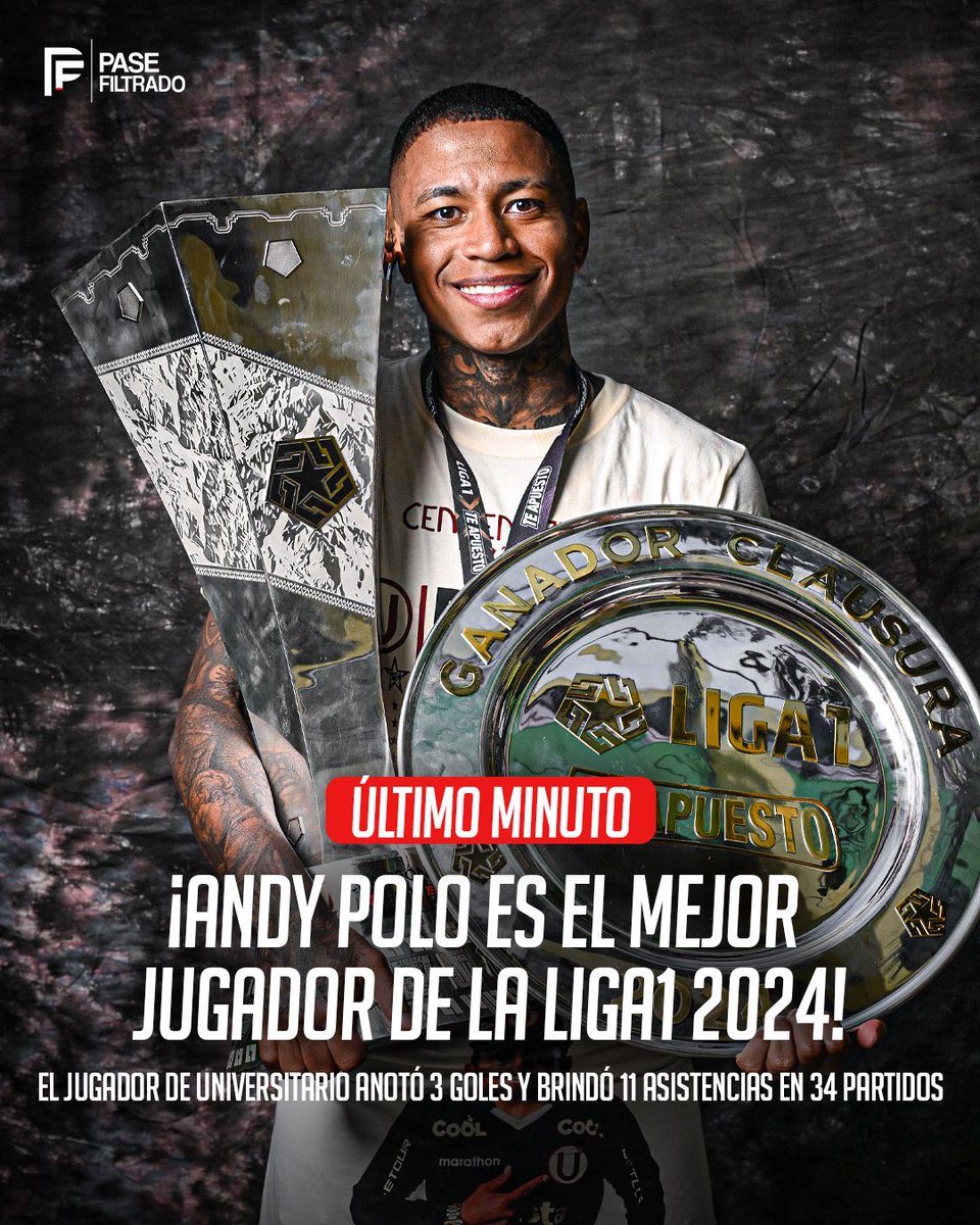pasefiltradope's tweet photo. ¡ANDY POLO ES EL 𝗠𝗘𝗝𝗢𝗥 𝗝𝗨𝗚𝗔𝗗𝗢𝗥 𝗗𝗘 𝗟𝗔 𝗟𝗜𝗚𝗔𝟭 𝟮𝟬𝟮𝟰! 💎⭐️

🔝 El carrilero derecho de Universitario fue CLAVE para obtener el bicampeonato.

¿Estás de acuerdo? https://t.co/aA2cYVr6sn