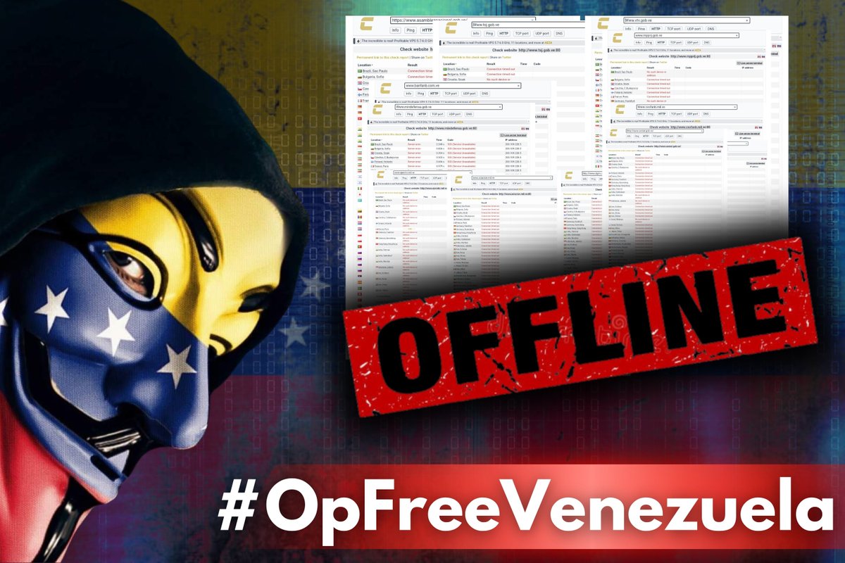 🚨🇻🇪BREAKING: In the past hours, #Anonymous has taken down over 150 Venezuelan government websites. Key targets include the Ministry of Interior and Justice, Ministry of Foreign Affairs, the presidency, the Venezuelan army, the military counterintelligence agency, the Supreme