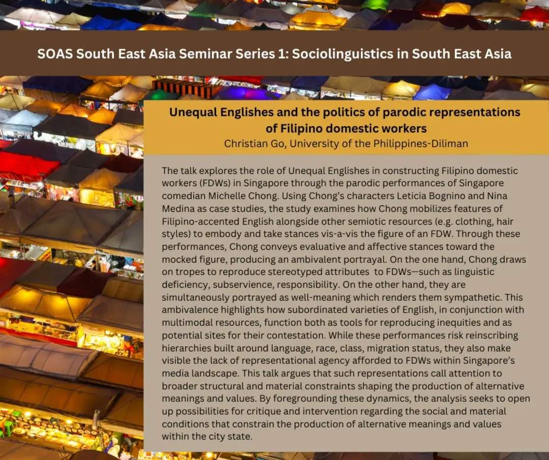 Sociolinguistics in South East Asia HYBRID seminar hosted by SOAS University of London on Jan 30th. #UnequalEnglishes

forms.office.com/pages/response…