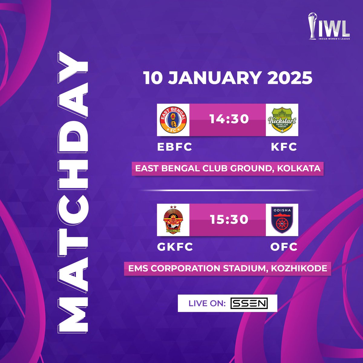 INDWomensLeague's tweet photo. The new #IWL season kicks off today! 🤩🏆
Watch LIVE 📺 https://t.co/cWueKanKNe
#EBFCKFC #GKFCOFC #IndianFootball ⚽️ https://t.co/uOYdspqMvO