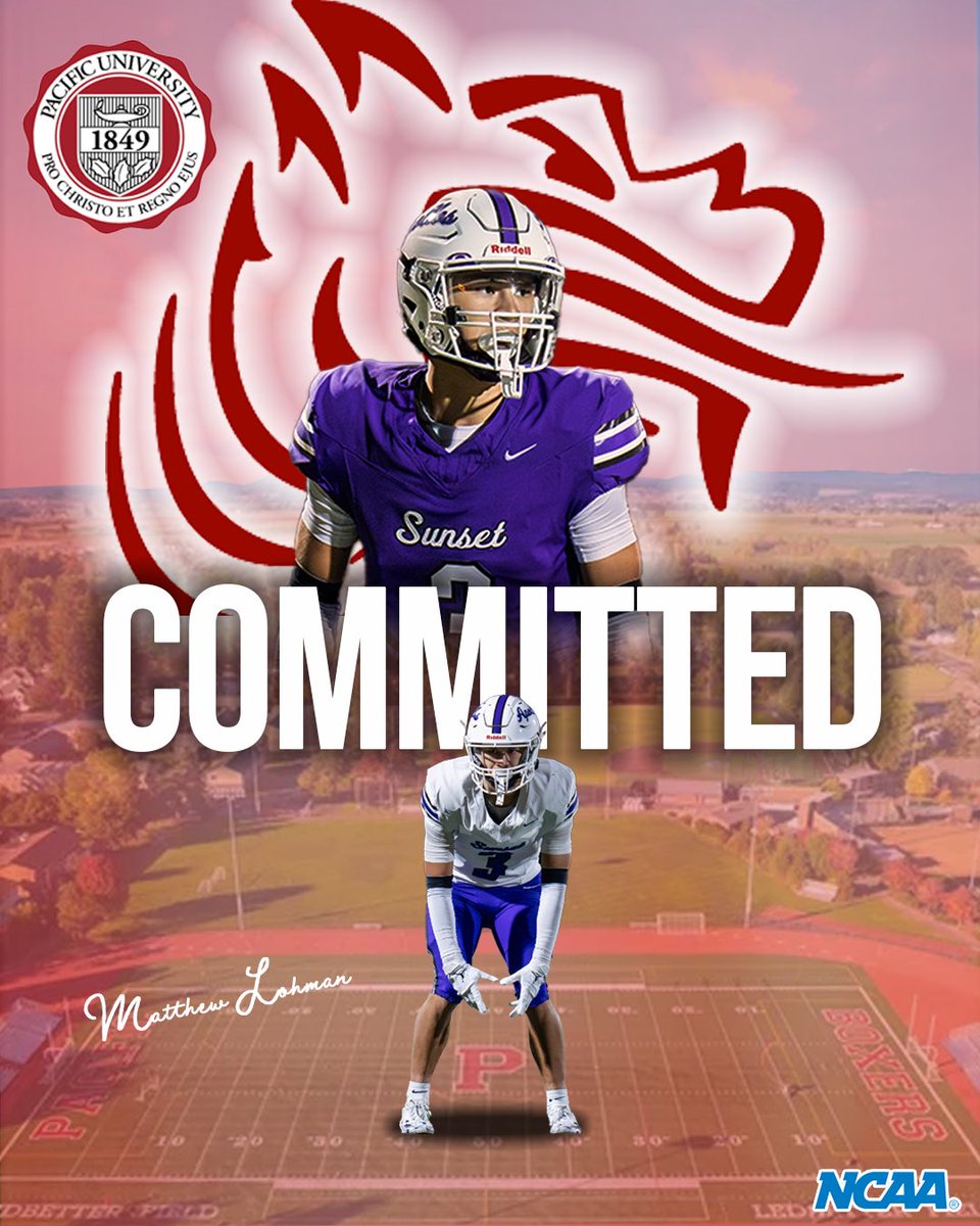 Matthew Lohman (@matthewglohman) on Twitter photo I'm proud to announce my commitment to Pacific University! I'd like to thank my family and coaches for helping me on this journey. I most importantly would like to thank my Lord and savior Jesus Christ. <a href="/Boxer_Football/">Pacific Football</a> #Committed I'm proud to announce my commitment to Pacific University! I'd like to thank my family and coaches for helping me on this journey. I most importantly would like to thank my Lord and savior Jesus Christ. <a href="/Boxer_Football/">Pacific Football</a> #Committed