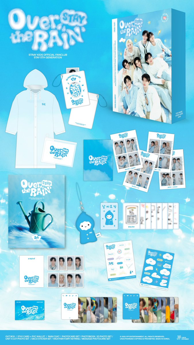 lovestaymart's tweet photo. [5TH GEN LOOSE/WTS] 

stray kids 5th gen fanclub “stay over the rain”

pvc wallet RM15* ✅
raincoat RM20* ✅
photobook RM20 ✅ 
unit 4cut photo set RM20 ✅
deco sticker set RM5 ✅
weather fairy keyring RM20* ✅ 
member slot rm22/ ✅

(see 3rd pic for more info)

#pasarskz https://t.co/BfF8nMl6yW