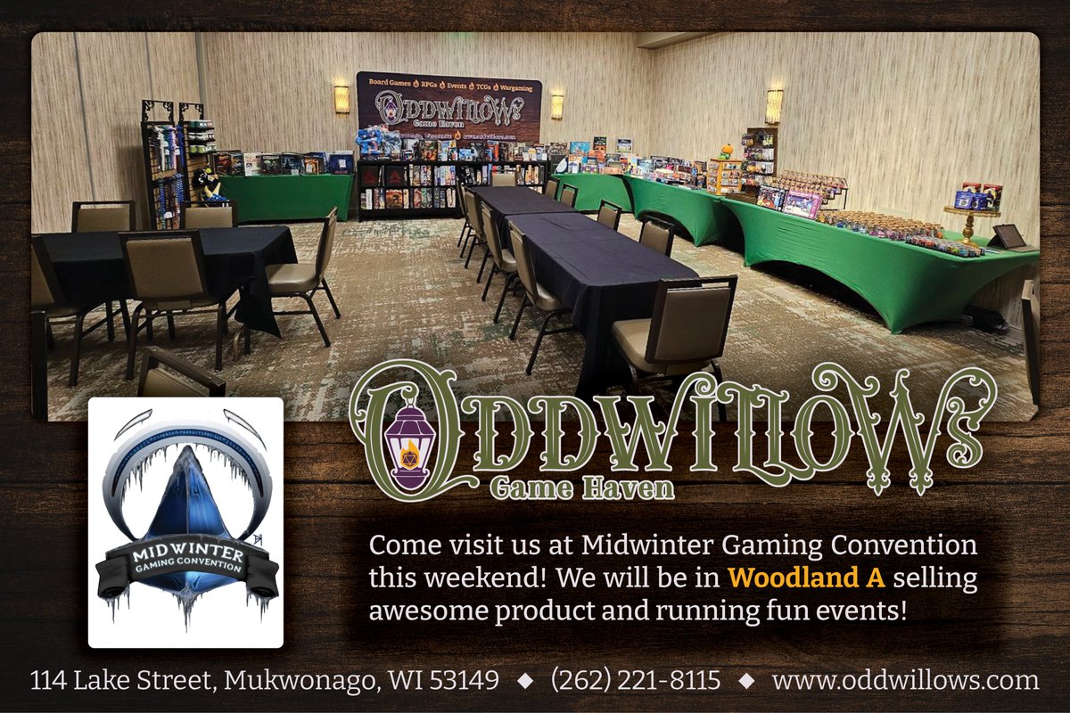 Visit us at Midwinter Gaming Convention this weekend! On top of selling lots of great items, we have tons of events happening in our room, Woodland A!

See more details about Midwinter, including badges, event schedule and more, here: tabletop.events/conventions/mi…